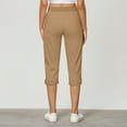 thumbnail image 4 of Ecqkame Women's Capri Pants Summer Straight Solid Color Fold Hem Work Trousers with Pockets Casual High Waist Beach Pants Khaki, 4 of 8