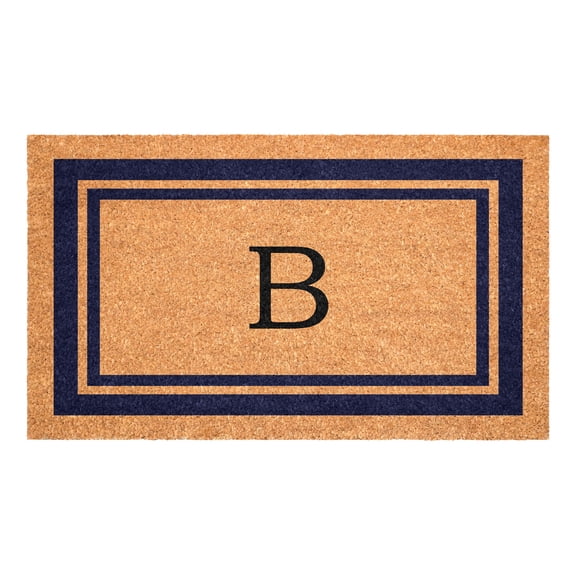 Dark Blue Border Monogram Doormat (Letter B)