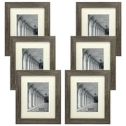 Studio 500 6-Pack of 11x14" Distressed Grey Picture Frames w/a Double Off-White Mat for an Opening for an 8x10" images, photos, pictures