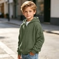 thumbnail image 6 of WAVSUF Boys Hoodie Half Zip Long Sleeve Loose Fit Winter Casual Sweatshirts Army Green 7-8, 6 of 10