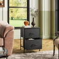 thumbnail image 7 of Black Night Stand Small Dresser with 2 Drawers and Wooden Top Bedside Table with Fabric Bins End Table for Bedroom Closet Entryway College Dorm Charcoal Black, 7 of 7