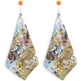 thumbnail image 1 of wonima01 Watercolor Animal Cute Pets Cartoon Farm Chicken Dog Duck Donkey Kitten Cat Pig Towel with Hanging Loop Hanging Hand Towels 2 Pieces Towels Soft Bathroom Towels for Kitchen Scrubbing, 1 of 1