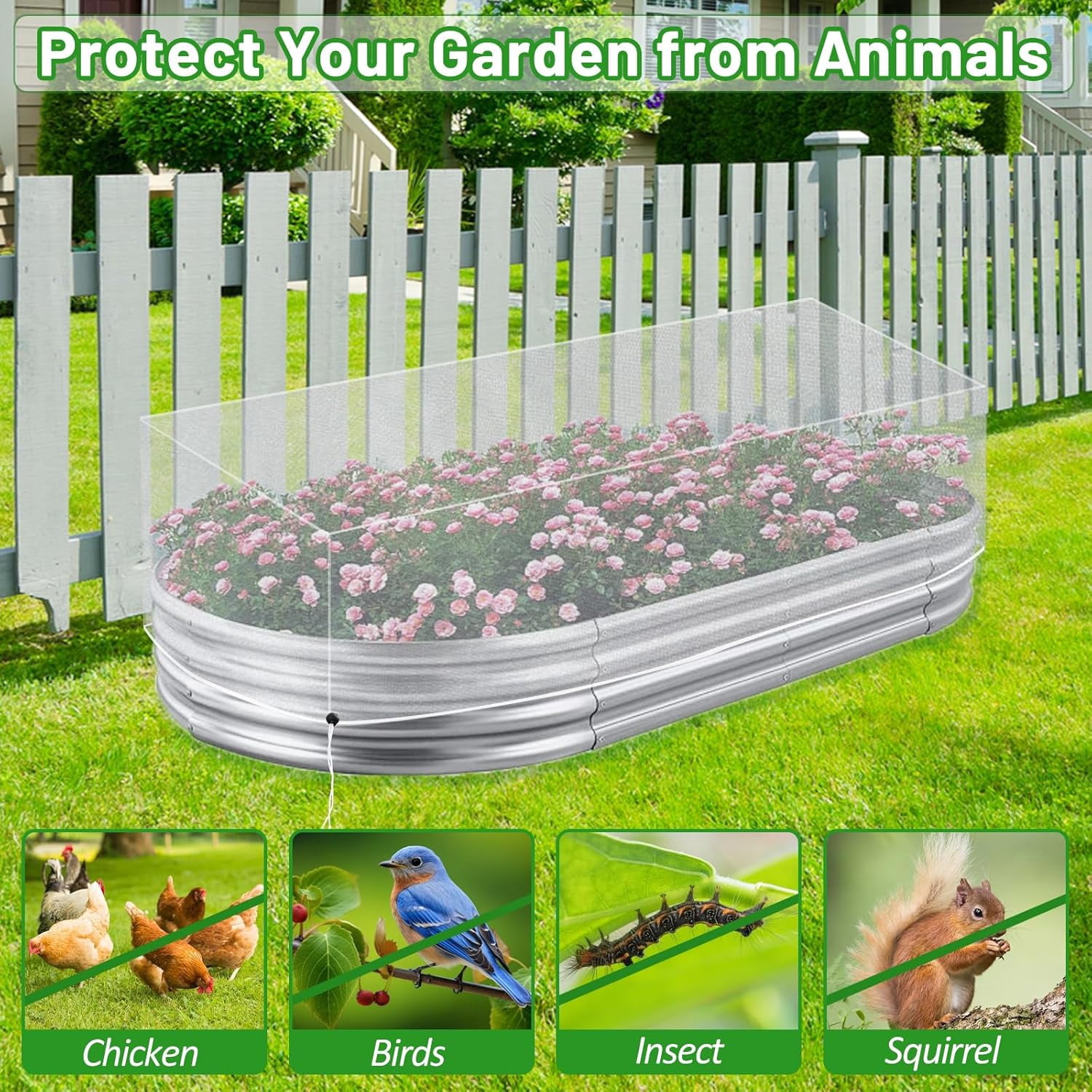 2 Pack for Raised Beds, 4x2FT Raised Bed Cover for Garden Protection, Ultra Fine Mesh Bird Netting Pest Barrier Screen with Drawstring for Protecting Vegetables Fruits Flowers