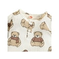 thumbnail image 4 of Seyurigaoka Unisex Babys Bear Print Jumpsuit, Toddler Casual Long Sleeve Round Neck Romper, 4 of 9