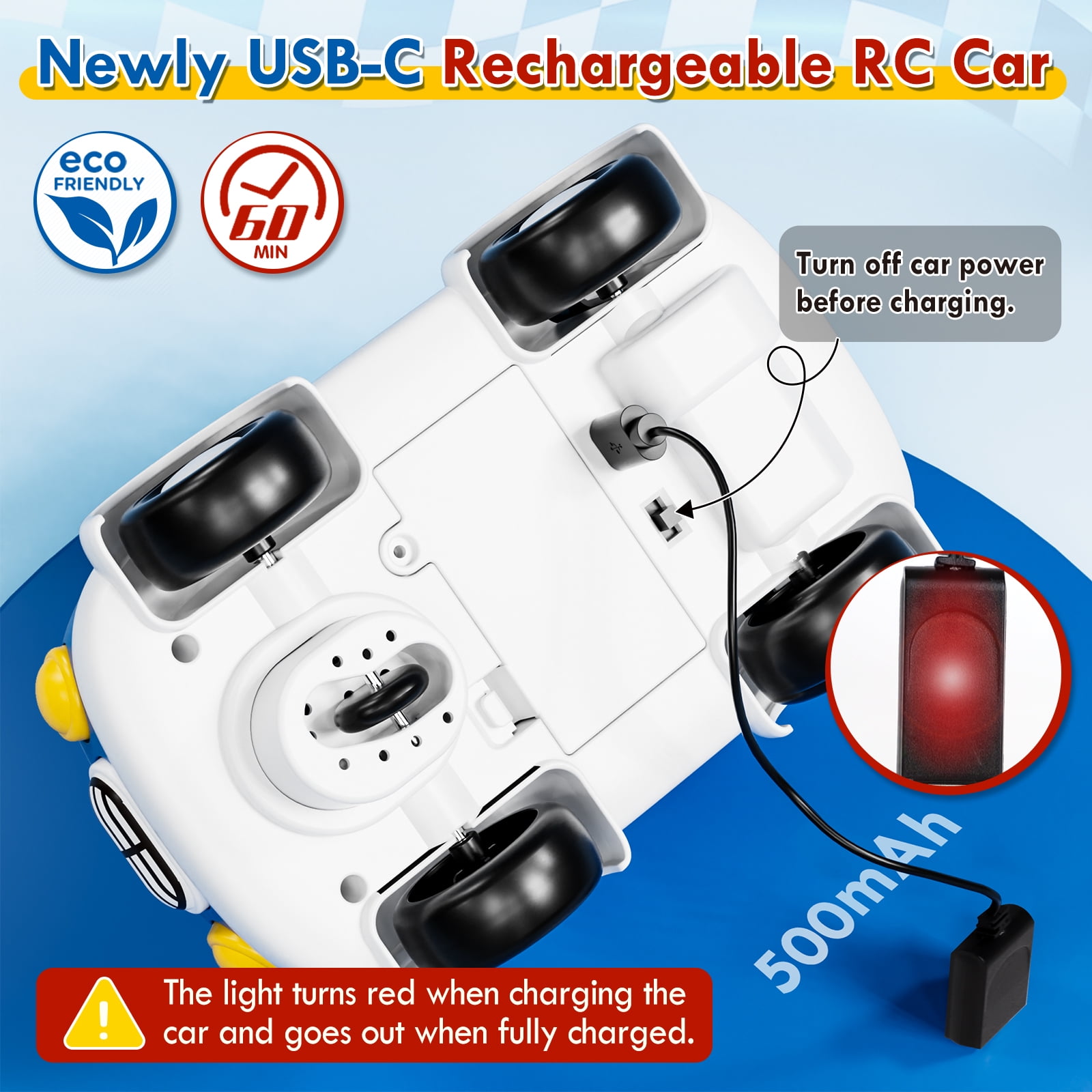 Toys for 2 Year Old Boys Toys, 2 Rechargeable Remote Control Car for Toddler, Kids Toys Age 2 3 4 5, Police Car and Fire Car with LED Lights & Music, Gifts for Toddler Boys 18+ Months