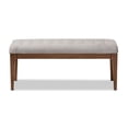 thumbnail image 2 of Baxton Studio Walsh Mid-Century Modern Grey Fabric Upholstered and Walnut Brown Finished Wood Dining Bench, 2 of 7
