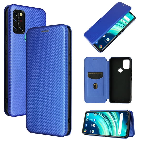 For UMIDIGI A9 Pro Carbon Fiber Texture Horizontal Flip TPU PC PU Leather Case with Card Slot