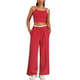 thumbnail image 1 of Conjunto de chándal para mujer ATHLECHIC, con tirantes de espagueti, top corto y pantalones rectos, XL, rojo, 1 of 5