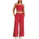 thumbnail image 1 of Conjunto de chándal para mujer ATHLECHIC, con tirantes de espagueti, top corto y pantalones rectos, XL, rojo, 1 of 5