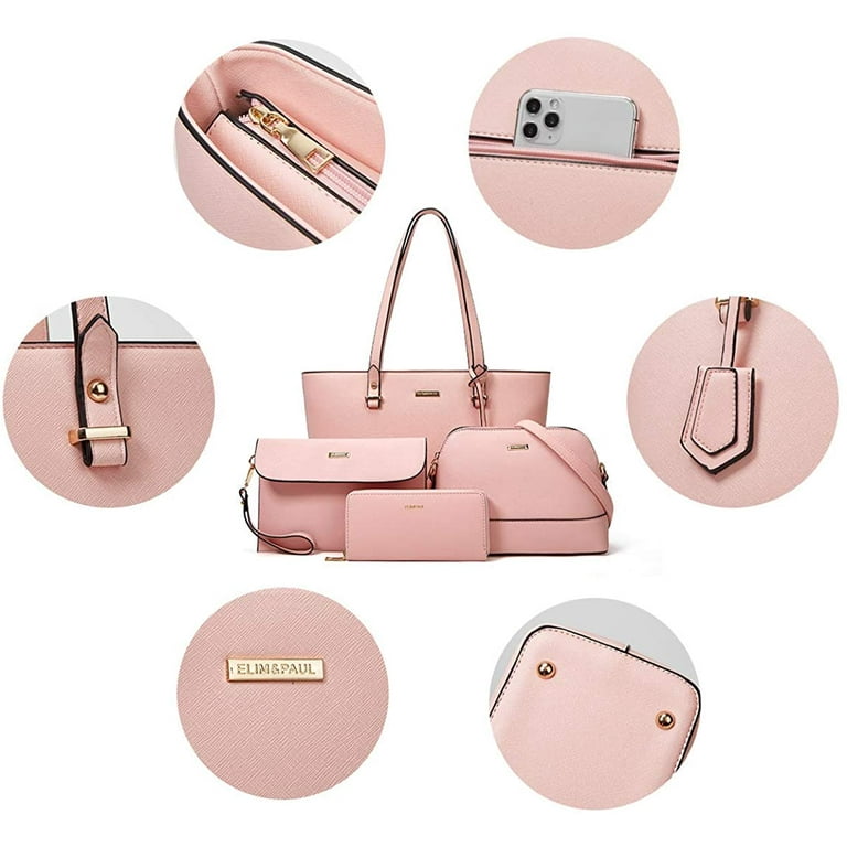 Elimpaul women fashion handbags tote bag shoulder hotsell bag top handle satchel purse set 4pcs