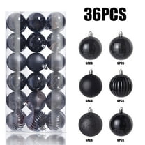 36 Pcs Christmas Ball Ornaments Black Mini Shatterproof Christmas Tree Decorations Xmas Tree Christmas Ornaments Balls with Hanging Loop for Wedding House Holiday Party Wreath Home Decor (1.2“,30mm)