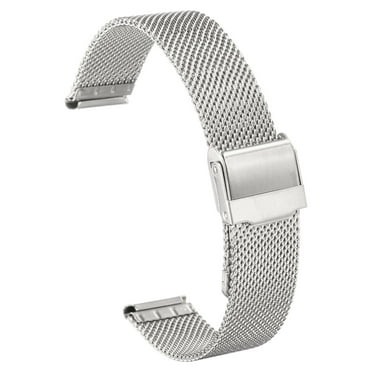 Uxcell Stainless Steel Mesh Watch Band 17mm Quick Release Adjustable Metal Replacement Watch Strap for Men Women, Silver