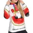 thumbnail image 5 of Yiaed Watermelon Gnome Print Womens Casual Hoodies Crew Neck Long Sleeve Sweatshirts With Pocket Pullover Tops Women's Hooded Sweatshirt-X-Large, 5 of 5