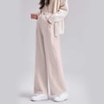 thumbnail image 2 of FAVIPT Womens Postpartum Pants Over The Belly Elastic Waist Pants Solid Straight Wide Leg Pant with Drawstring Beige,L, 2 of 5