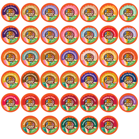 Crazy Cups Decaf Flavored Coffee Pods Variety Pack, 40 Count Premium Decaf K-Cup Pods, 35% More Coffee, 0 Calories, Compatible with Keurig Machines