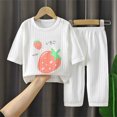 thumbnail image 3 of Odeerbi 1-6 Years Toddler Boys Girls Summer Cotton Pajamas Short Sleeve Tops Pants Set Soft Loungewear Strawberry Print Sleepwear Two-piece Pajama Sets Toddler Boys Girls Clothes, 3 of 3
