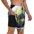 thumbnail image 3 of Balery Watercolor Turtle3 Mens Swim Trunks Swim Shorts for Men Quick Dry Inseam Beach Shorts with Compression Liner Pocket-Small, 3 of 9