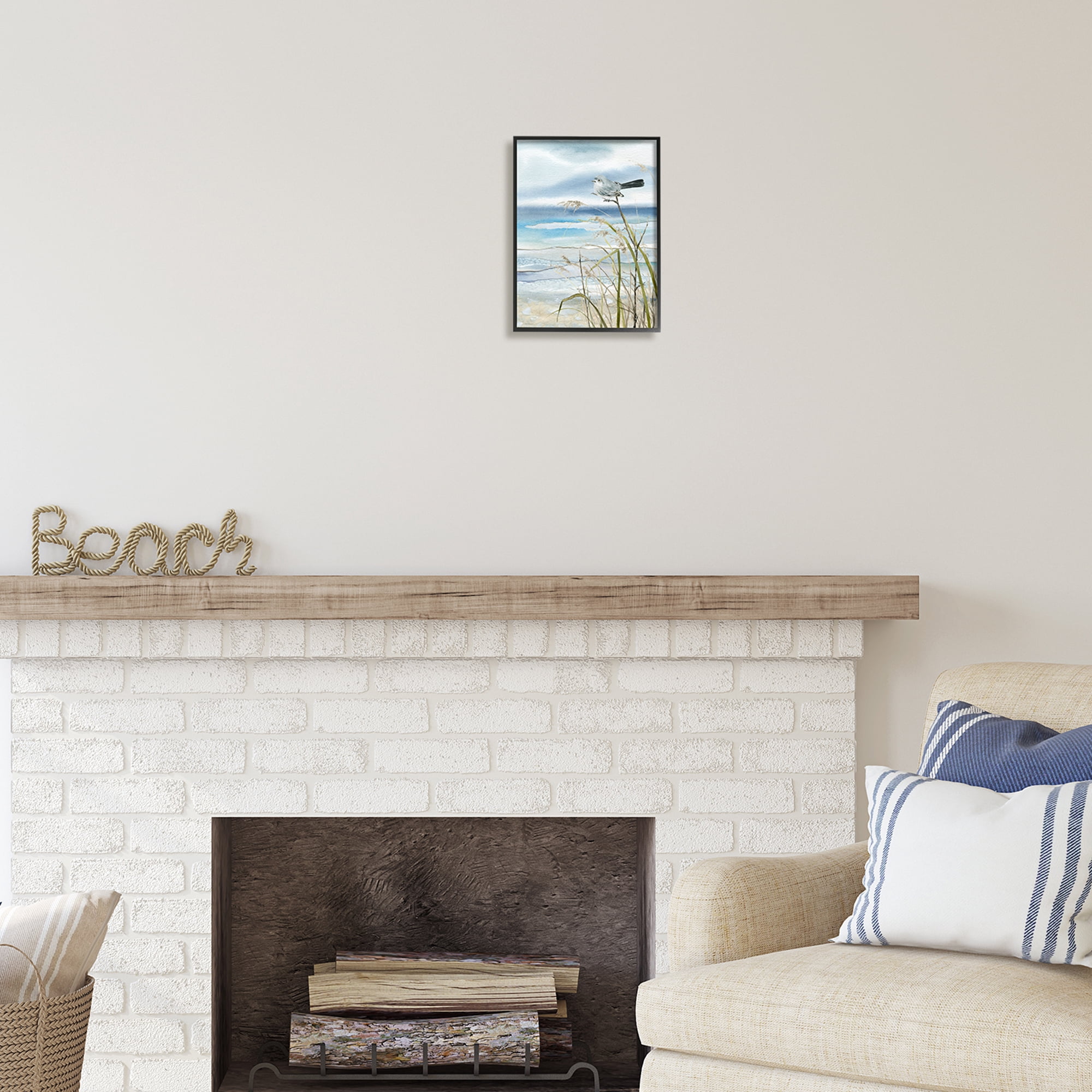Stupell Industries Bird & Abstract Beach Animals & Insects Painting Black Framed Art Print Wall Art, 11 x 14