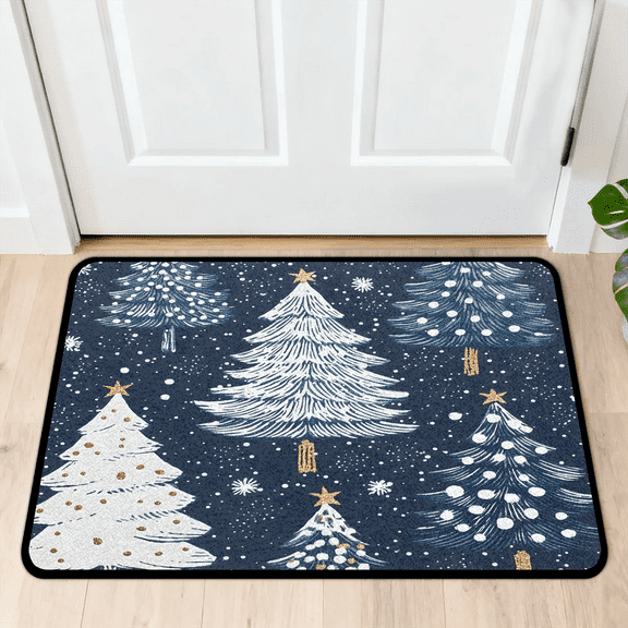 CURLYOOT Christmas Tree Indoor Doormat, Non-Slip Absorbent Door Mat 24" x 16", Winter Entrance Floor Mat Washable Entry Doormats for Entryway Front Back Door