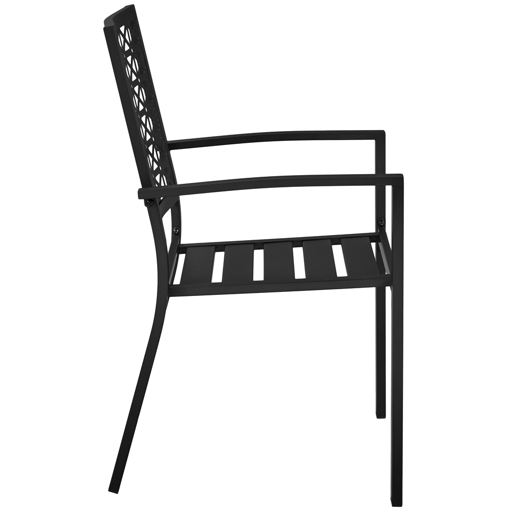 Yaheetech 2pcs Patio Metal Dining Chairs with Armrests for Outdoor, Black