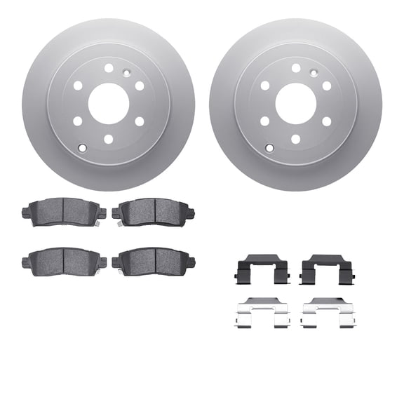 Dynamic Friction Company Rear Geospec Brake Rotors with 5000 Advanced Brake Pads includes Hardware 4512-48137