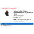thumbnail image 2 of Turbocharger Cut-Off Valve - Compatible with 2011 - 2013 BMW 550i xDrive 2012, 2 of 2