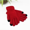 thumbnail image 3 of Women's Winter Touchscreen Gloves, Thermal Wool Lined Knit Gloves, Cable Knit Warm Gloves for Cold Weather, Texting, and Outdoor Activities - Red, 3 of 4