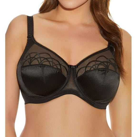 Elomi Cate Embroidered Full Cup Banded Underwire Bra (4030),38J,Black