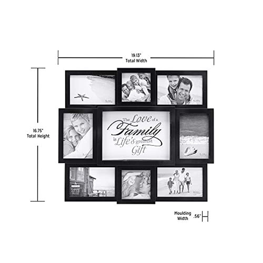 Malden International Designs The Love of a Family Dimensional Collage Black  Picture Frame, 8 Option, 6-4x6 & 2-4x4, Black (8308-08)