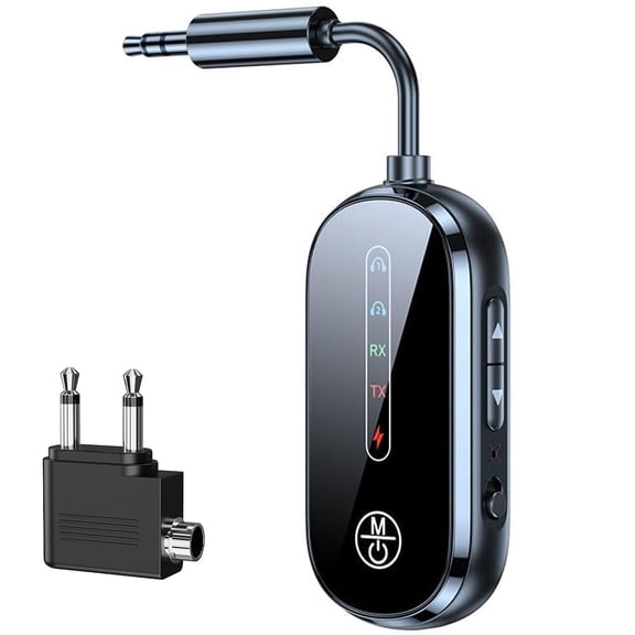 Airplane Bluetooth 5.4 Transmitter Receiver, 2-in-1 Bluetooth Audio Transmitter and Receiver with 3.5mm Jack, Wireless, for TV, Car, Computer, Plane,Tablet, HiFi, and Phone