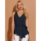 thumbnail image 2 of INSPIRE CHIC INSPIRE CHIC Tops De Verano Para Mujer, Sin Mangas, Con Escote En V, Con Lazo, En La Cintura Azul marino S, 2 of 6