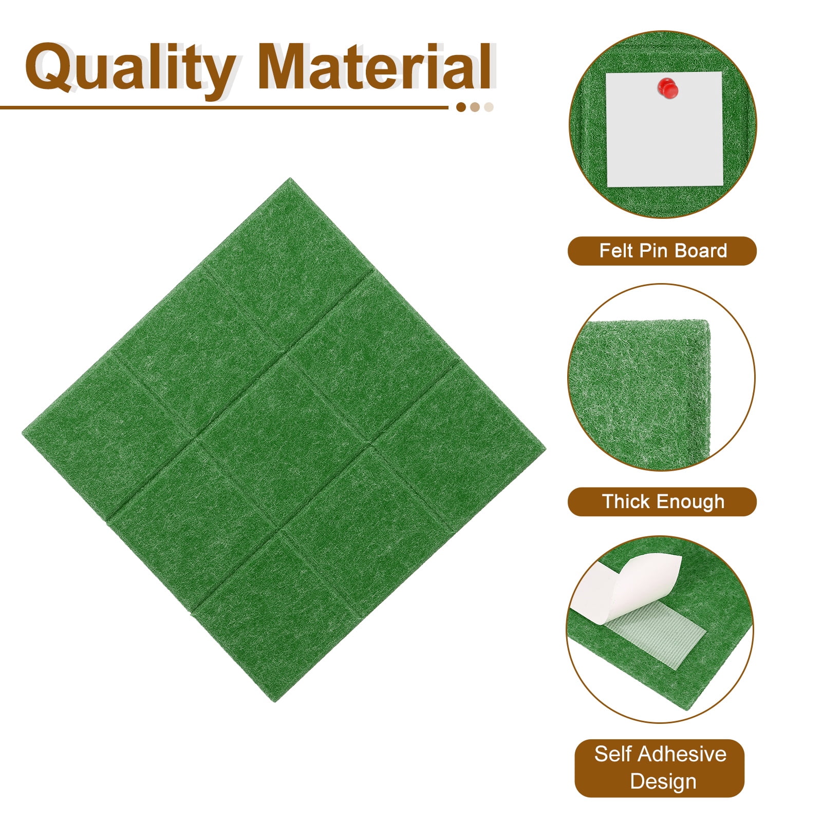 Uxcell 12" x 12" Felt Wall Tile, 6 Pack Felt Wall Tiles Bulletin Board with 20 Safe Removable Adhesive Tabs Cork Boards for Walls Home Office Photos, Sapphire Green