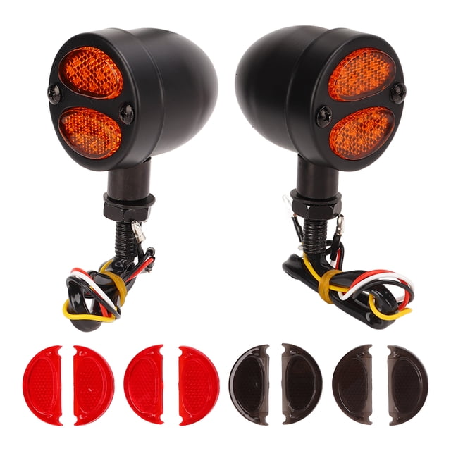 Indicator Blinker, High Brightness Multifunction Dual Color Motorcycle Turn Signal Light For Motorbike Black,Electroplating