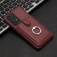 thumbnail image 6 of Compatible with Samsung Galaxy A53 5G Wallet Phone Case,360°Rotation Finger Ring Holder Kickstand,with Card Holder,Lychee Pattern PU Leather Durable Shockproof Rugged Phone Case,Winered, 6 of 12