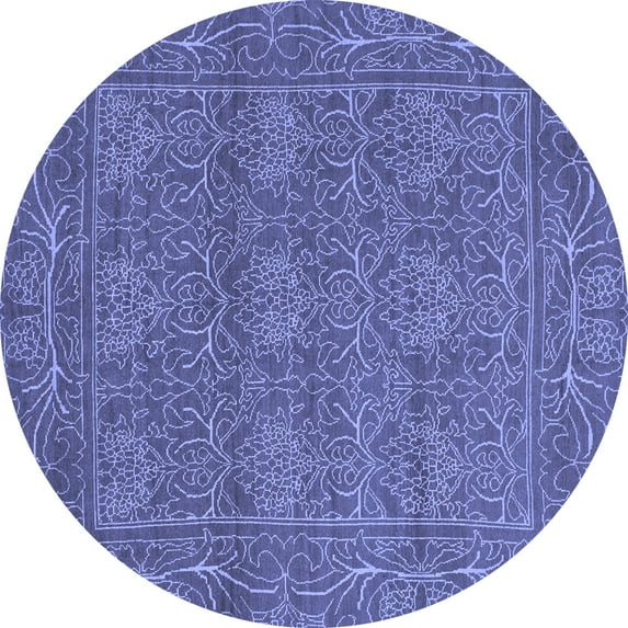 Ahgly Company Indoor Round Abstract Blue Modern Area Rugs, 6' Round