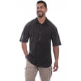 thumbnail image 1 of Scully 5203 BLD L Tone-On-Tone Embroidered Mens Short-Sleeved Shirt, Black Distressed - Large, 1 of 1