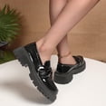 thumbnail image 5 of ZACPNCV Women's Black Patent Leather Bow Loafers Large Size Round Toe Slip On Flats Comfortable Casual Work Shoes, 5 of 8