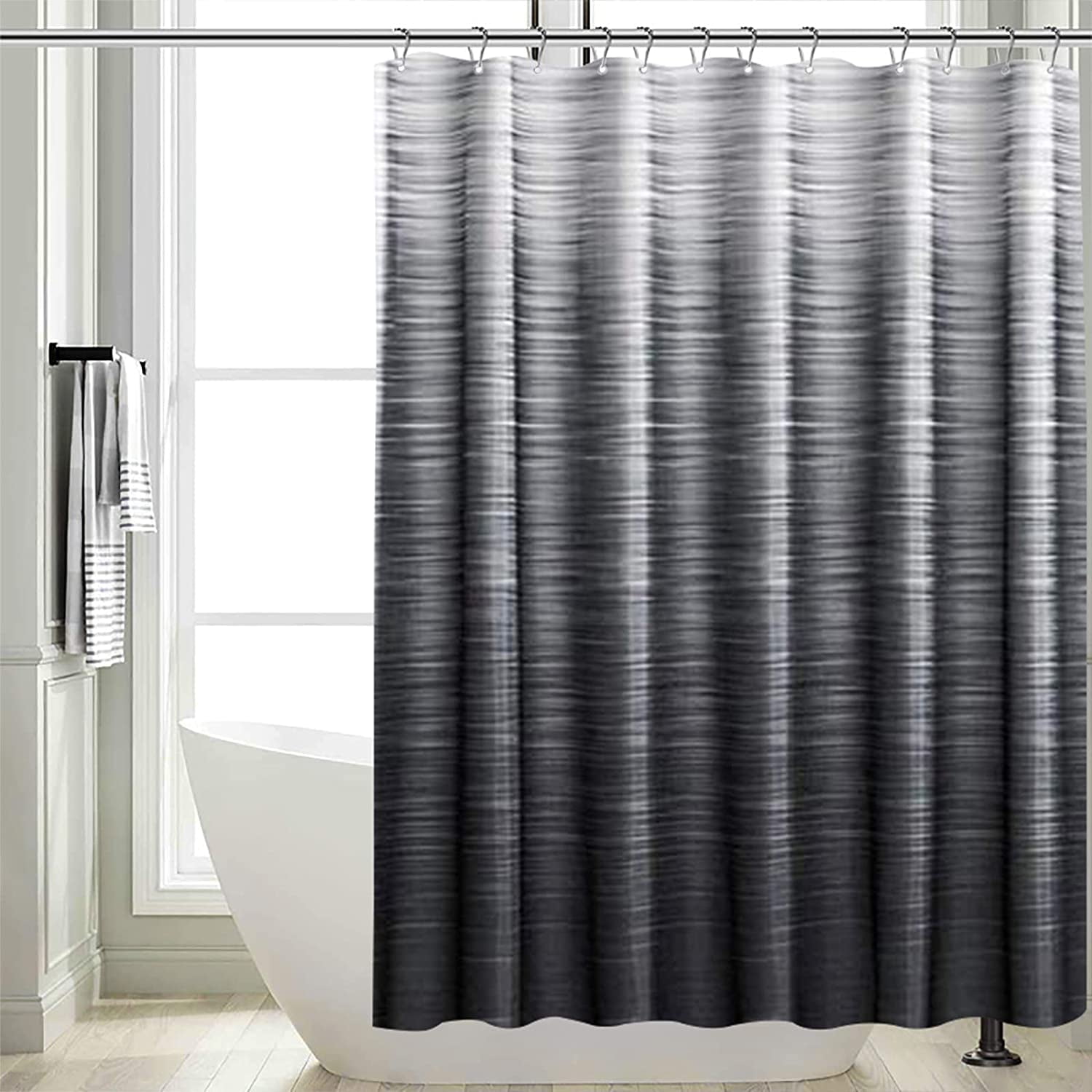 Waterproof Solid Black Dark Grey Shower Curtain With 12 Plastic Hooks  Simple Dark Gray Design For Bathroom From Kong08, $10.03