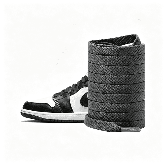 TUWAFE Shoe Laces for Sneakers,8Mm Flat Athletic Shoe Strings Replacement Laces Black Shoe Laces