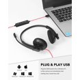 thumbnail image 5 of Auriculares USB, auriculares con cable USB-A con micrófono Boom, doble oreja con controlador de volumen en línea para trabajo de oficina JFHHH pequeña, 5 of 5