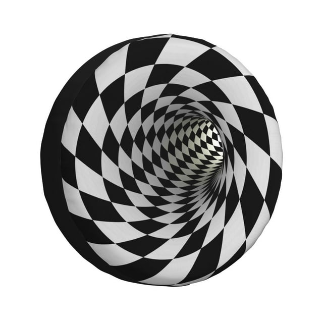Wukai Housse de Pneu de Rechange Illusion Vortex 3D pour Remorque RV, Imperméable PVC Cuir Synthétique Housse de Roue pour Camion, Remorque, RV, SUV, Campeur-14 Pouces