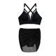 thumbnail image 1 of Traje de baño de bikini liso sin mangas para mujer, traje de baño push-up acolchado, conjuntos de blusa de traje de baño de poliéster para mujer, 1 of 2