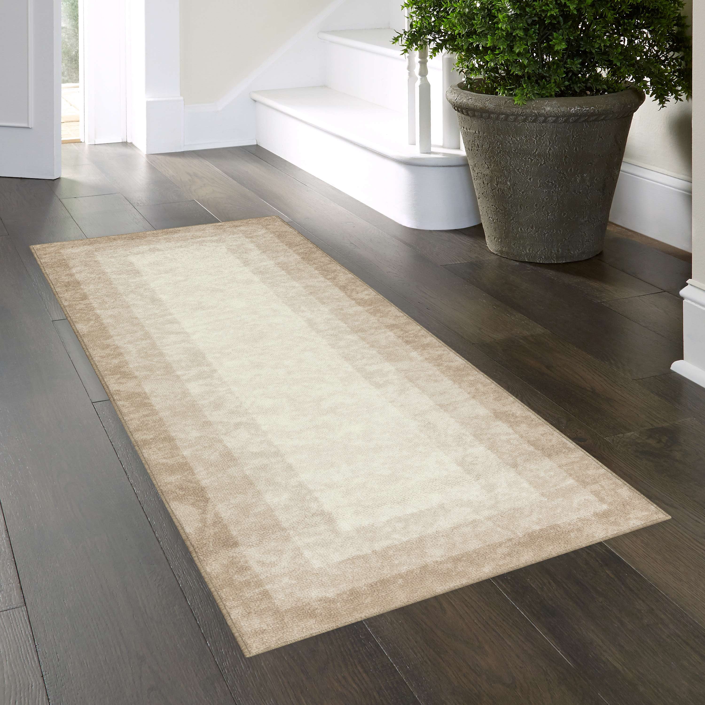 Mainstays Transitional Ombre Border Tan Indoor Runner Rug, 2 ft x 6 ft