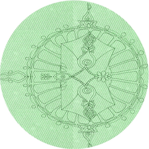 Ahgly Company Indoor Round Patterned Mint Green Area Rugs, 7' Round