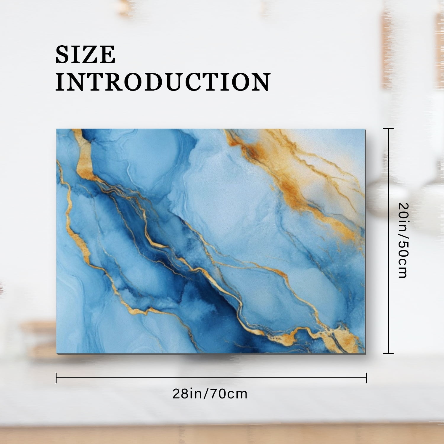 Glasstop Stove Covers, Blue Gold Marble Modern Decor Heat Resistant Stove Top Cover, Non-slip Washable Square Decoration Pad for Kitchen RV (28×20 Inch)