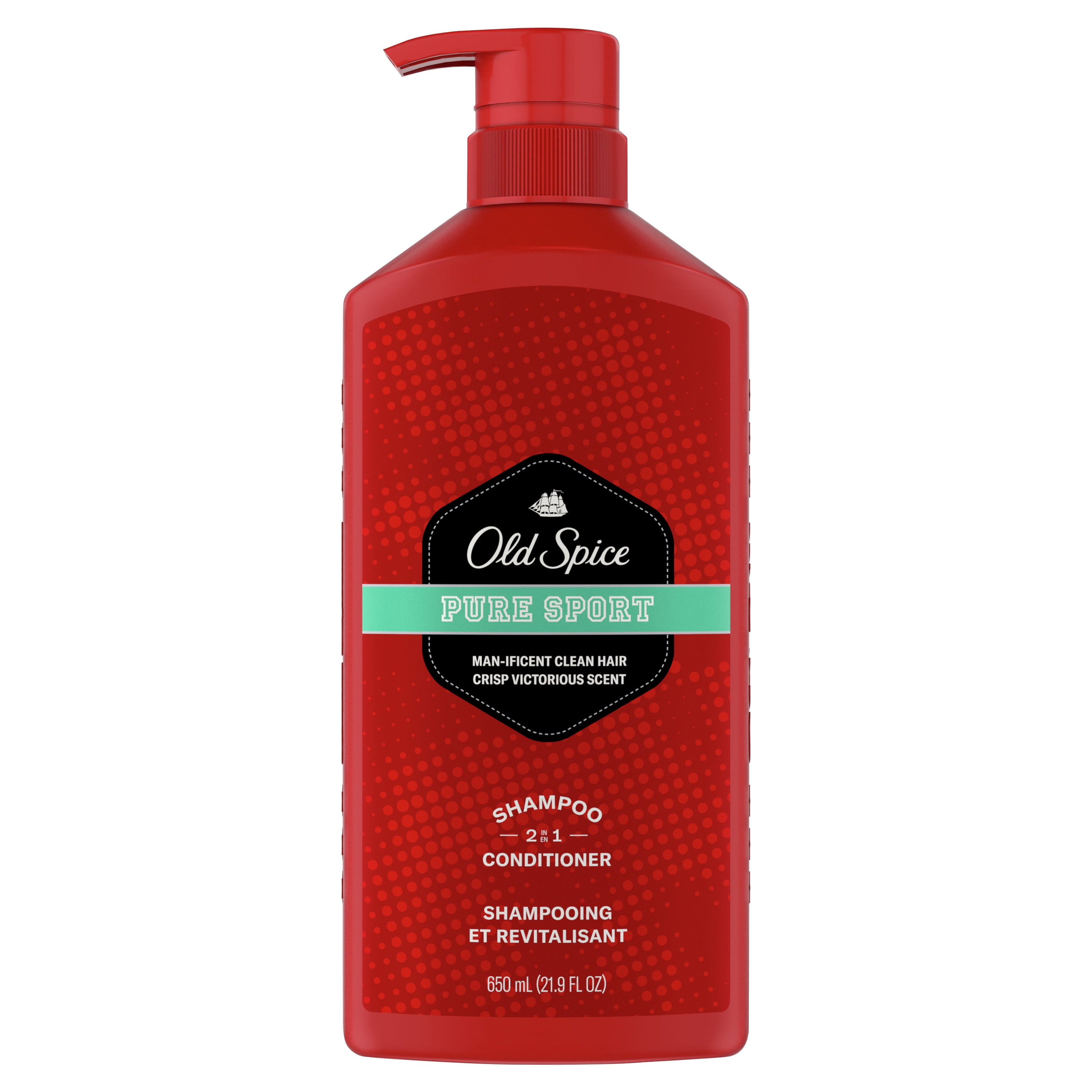 Old Spice Mens 2 in 1 Shampoo and Conditioner, Pure Sport, 22 fl oz