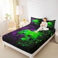 thumbnail image 4 of Homewish Kids Game Console Queen Sheet Sets,Modern Video Game Flat Sheet,Green Purple Black Queen Fitted Sheet For Boys,Breathable Home Decor,4 Pieces, 4 of 7