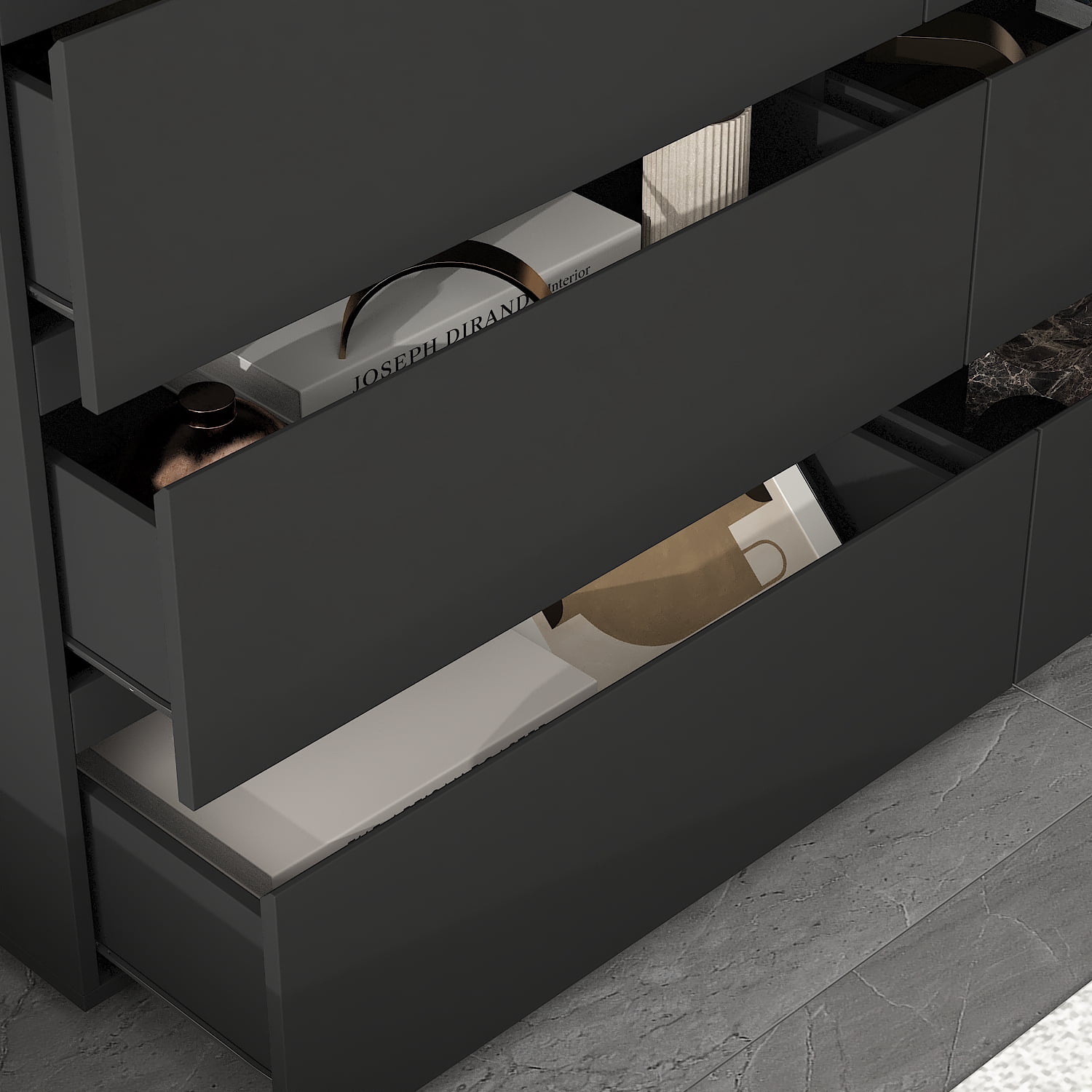 MONSLIPA 6 Drawer Dresser for Bedroom, Storage Organizer Chest of Drawers for Living Room Hallway Entryway, Black