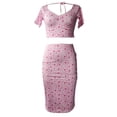 thumbnail image 4 of Coduop Women's Sexy Summer 2 Piece Skirt Sets Floral Short Sleeve Crop Tank Tops Bodycon Skirt, 4 of 6