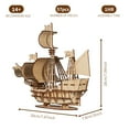 thumbnail image 4 of 3D Wooden Puzzles Ocean Sailboat Model Kits Brainteaser Christmas Birthday Gifts for Adults and Teens Handmade, 4 of 9